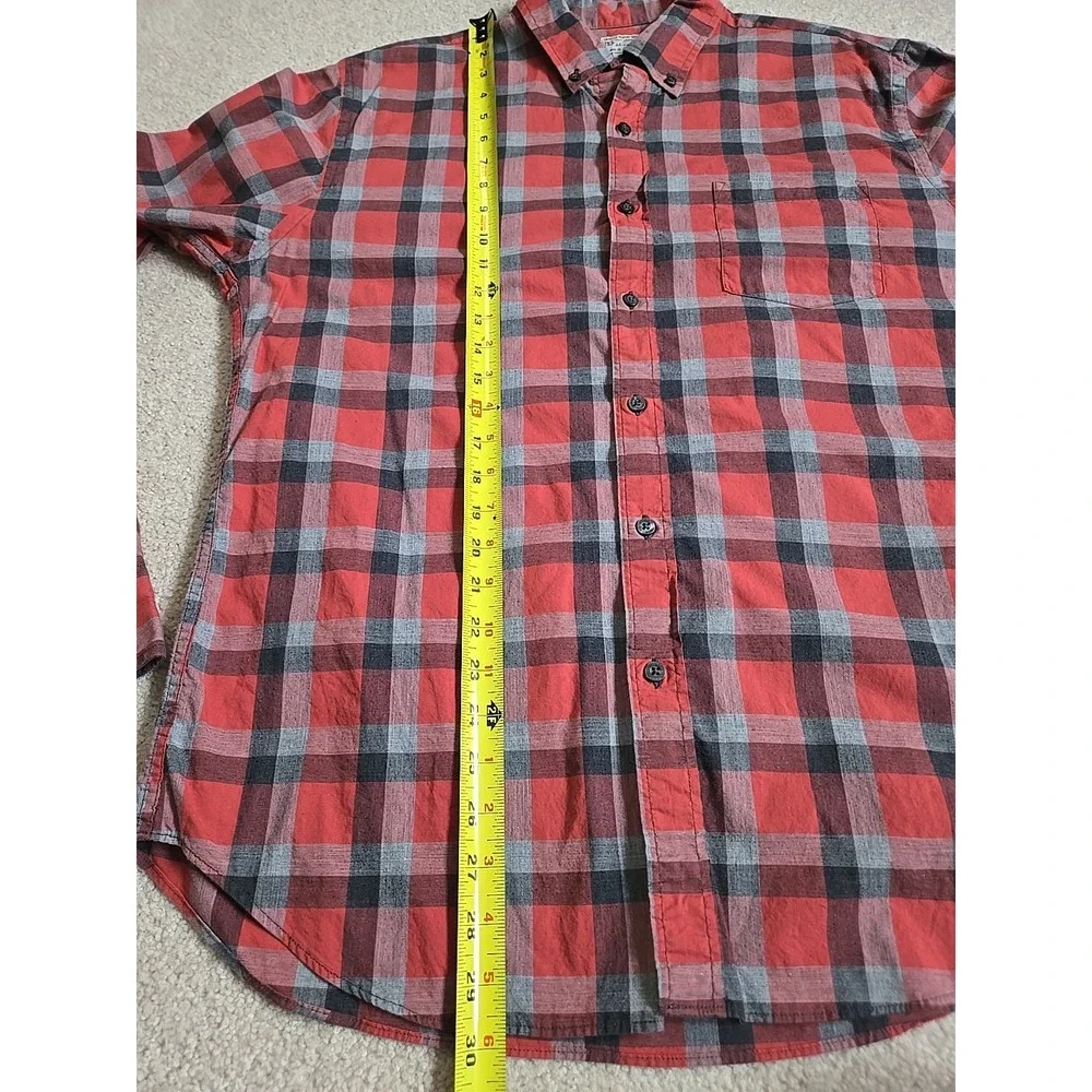 J. Crew Button‎ Down Shirt Large L Long Sleeve Plaid Red Black Gray Cotton 100%